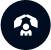 A black and white icon depicting a person holding a hand, symbolizing support or connection