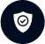 A shield featuring a prominent check mark, symbolizing protection and approval.